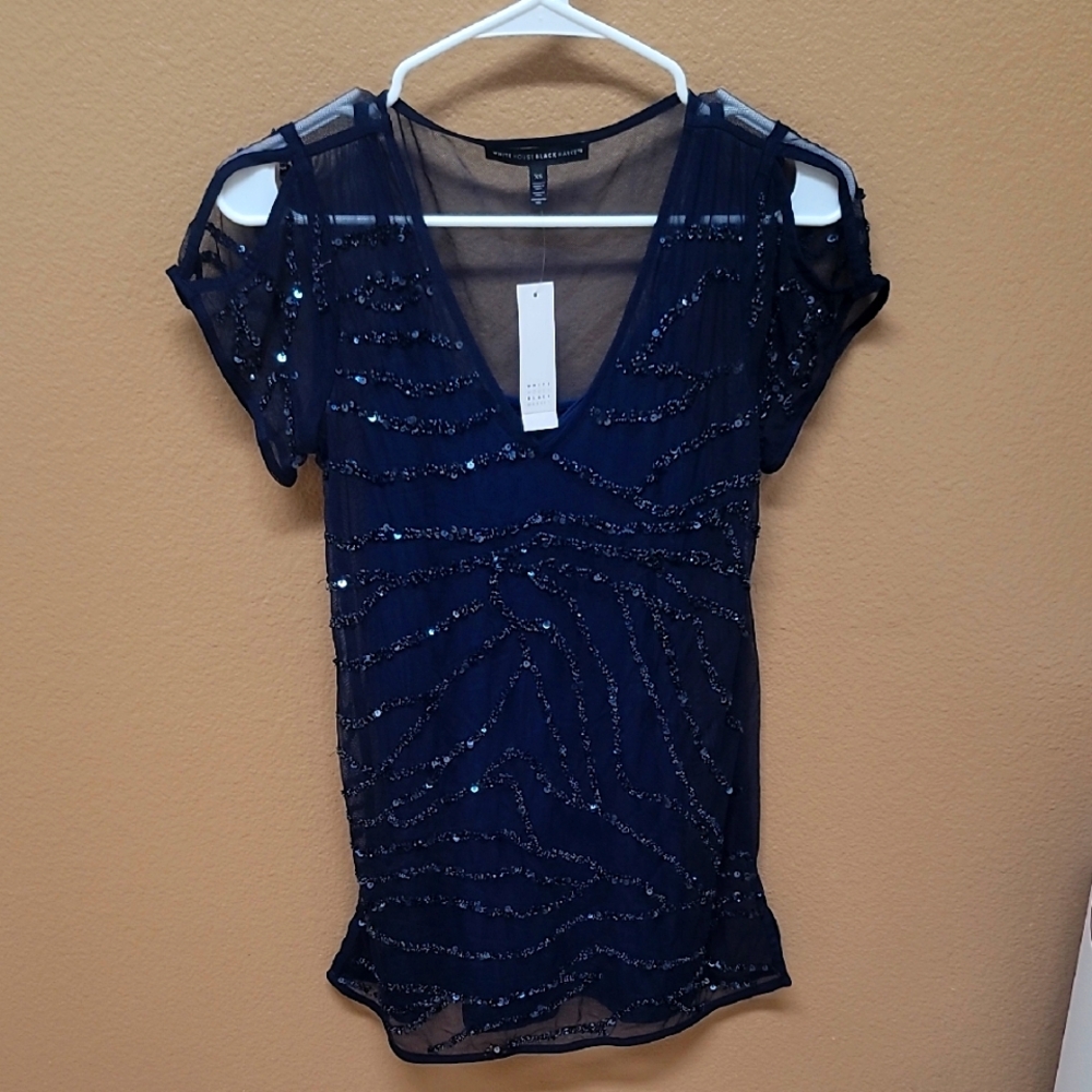 NWT White House Black Market Midnight Sequin Top 💙
